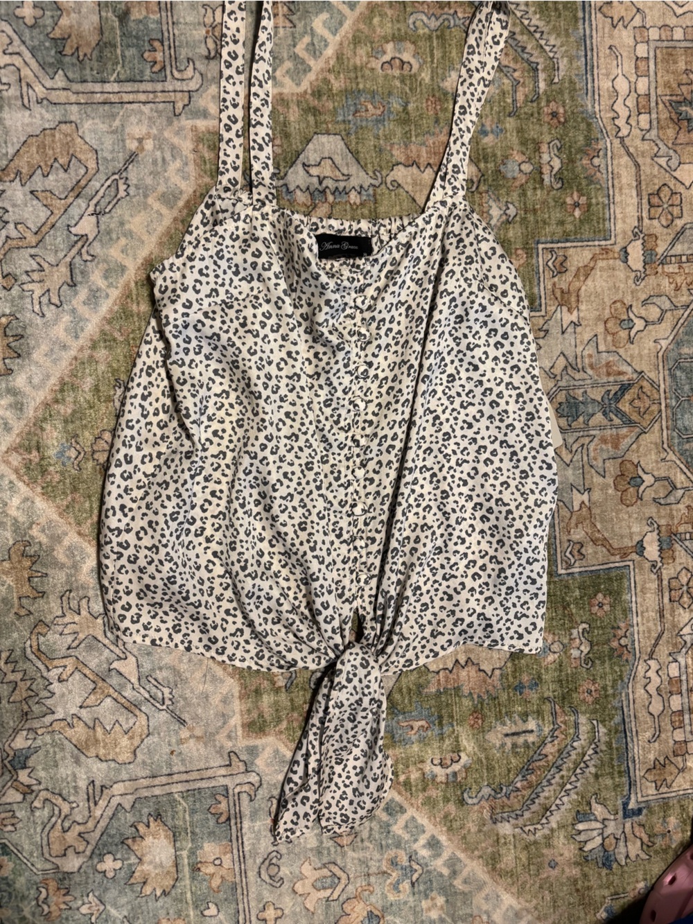 White Leopard Print Tie-Top Halter